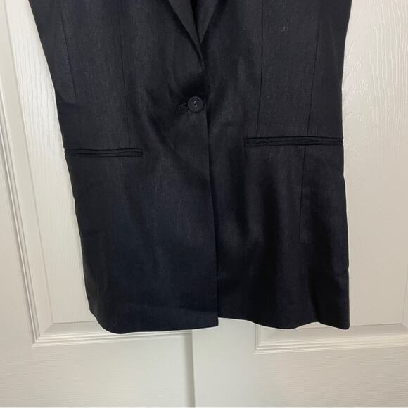 BCBGMaxAzria Black Herringbone Pattern Linen Blend Vest Lined NWT - Picture 3 of 9